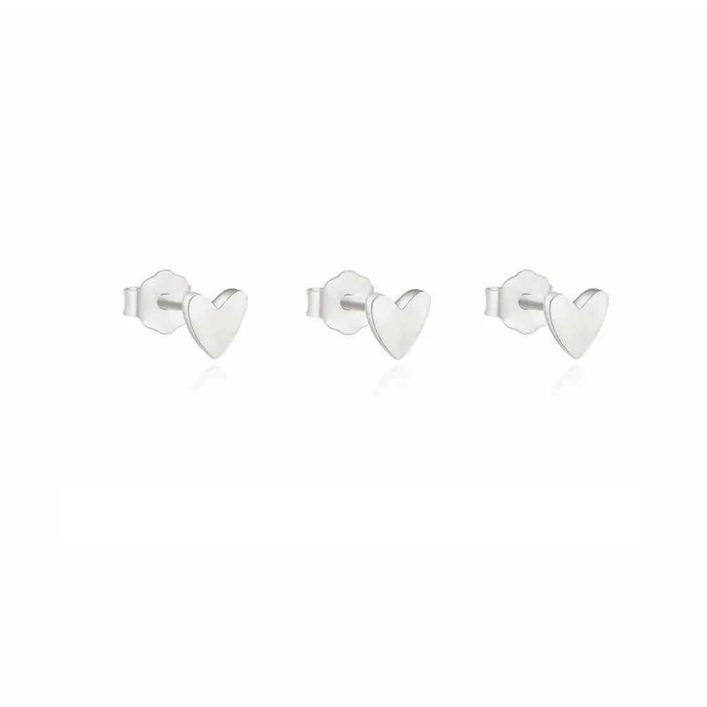 Smooth Love Butterfly Back Stud Earrings 14K Gold Plated Heart
