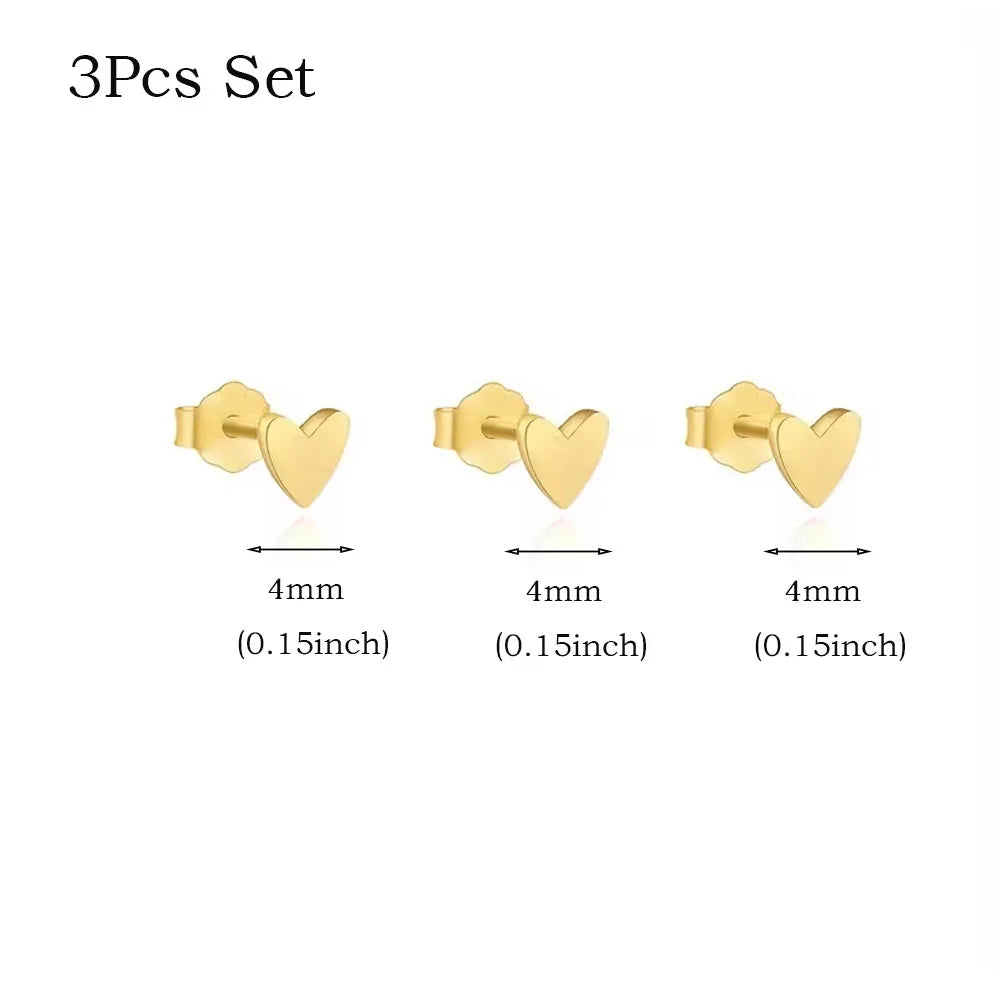 Smooth Love Butterfly Back Stud Earrings 14K Gold Plated Heart