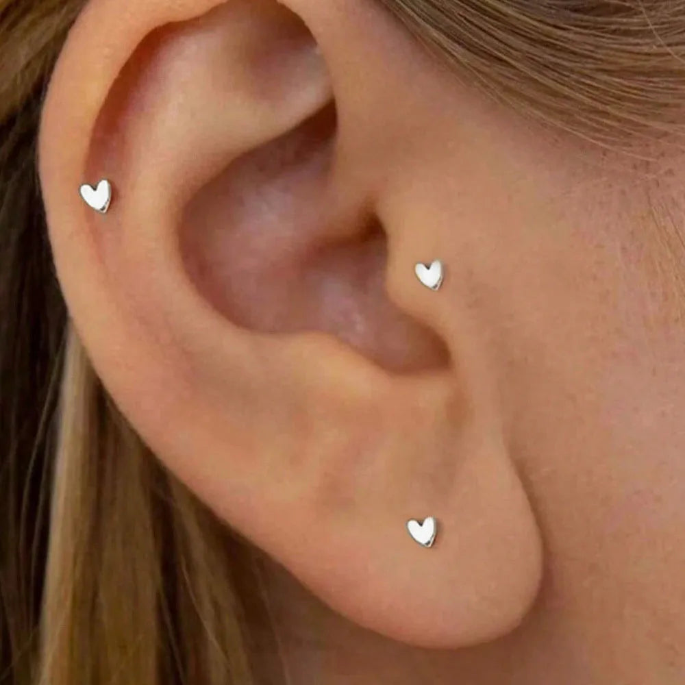 Smooth Love Butterfly Back Stud Earrings 14K Gold Plated Heart