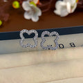 Leaf Hollow Zircon Stud Earrings