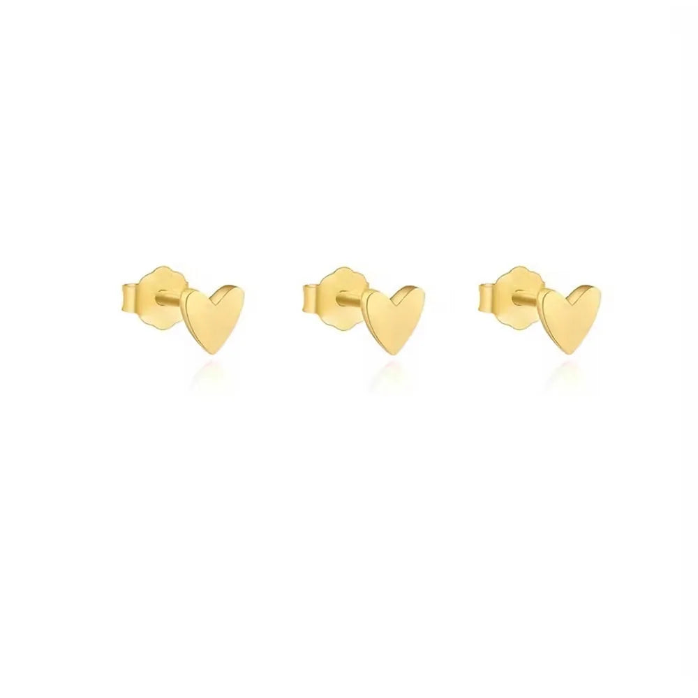 Smooth Love Butterfly Back Stud Earrings 14K Gold Plated Heart