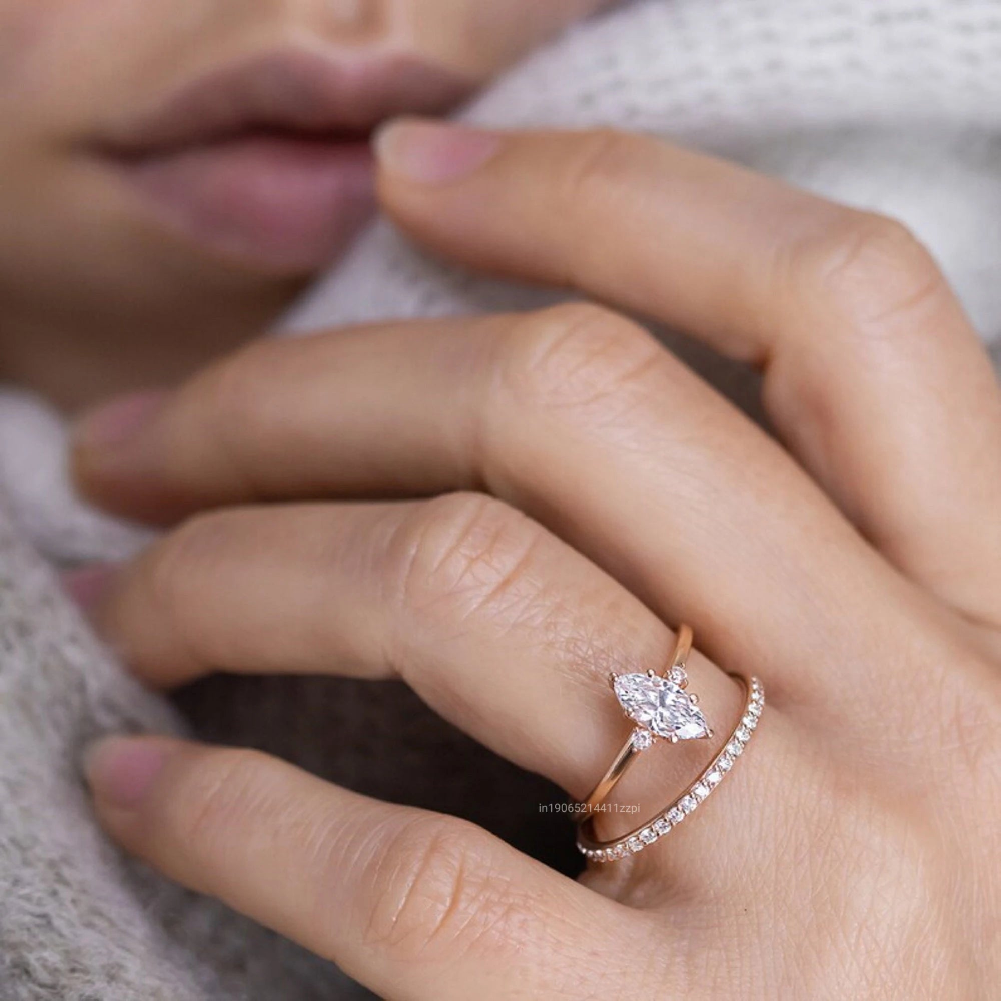 Marquise Cut Moissanite Ring in 14K Rose Gold