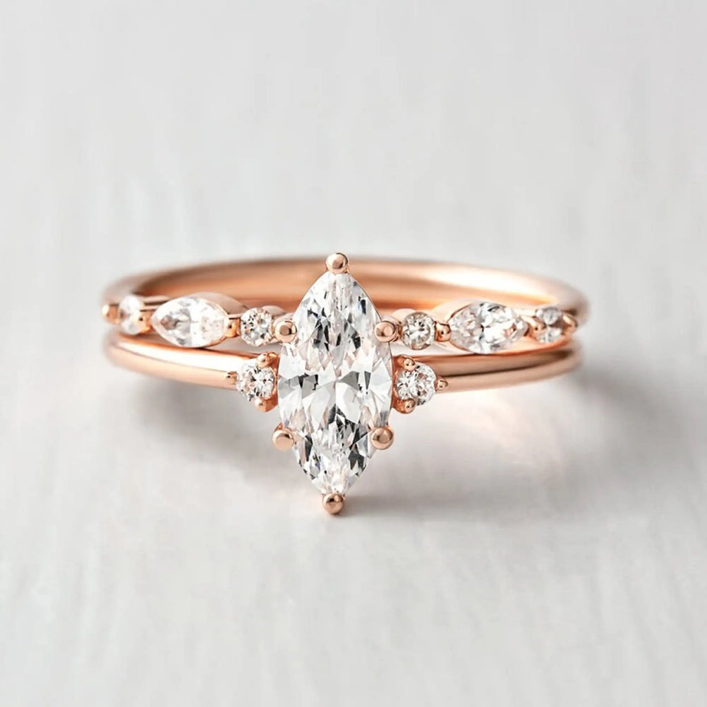 Marquise Cut Moissanite Ring in 14K Rose Gold