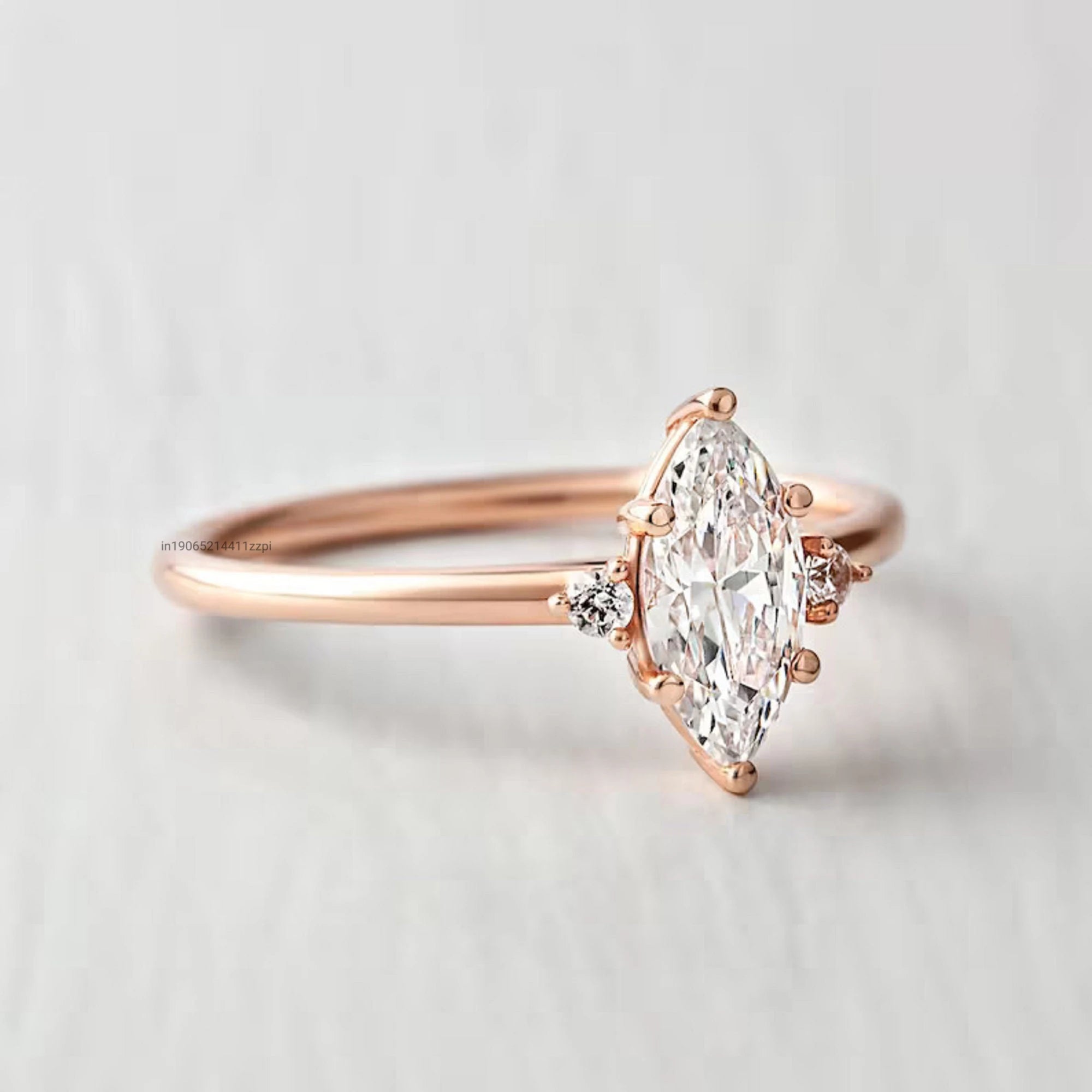 Marquise Cut Moissanite Ring in 14K Rose Gold