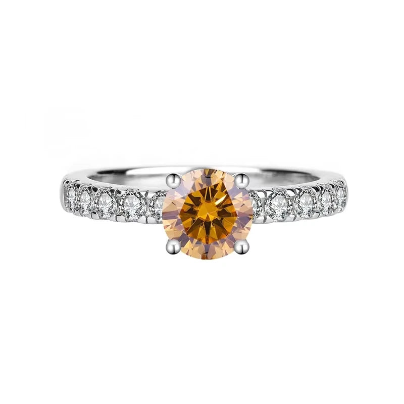Round Cut Moissanite Statement Ring in Premium Stainless Steel