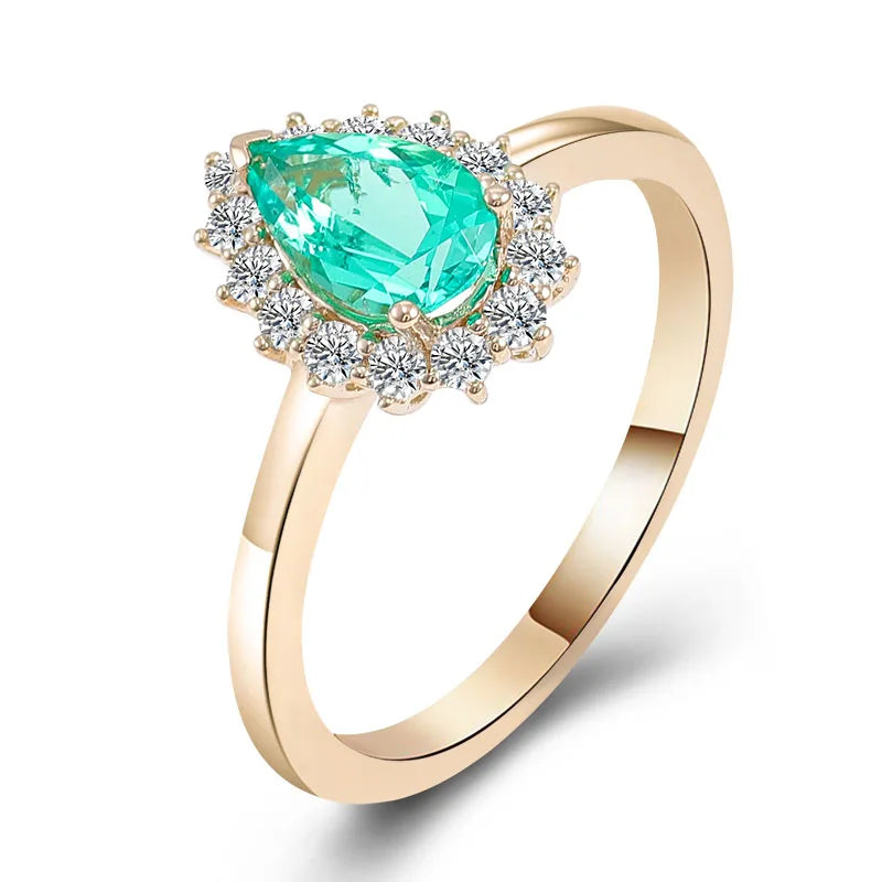 Pear Cut Lab Grown Emerald Engagement Ring Diamond