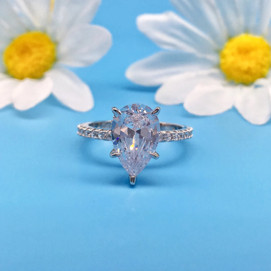 Pear Cut Moissanite Eternity Band Statement Ring