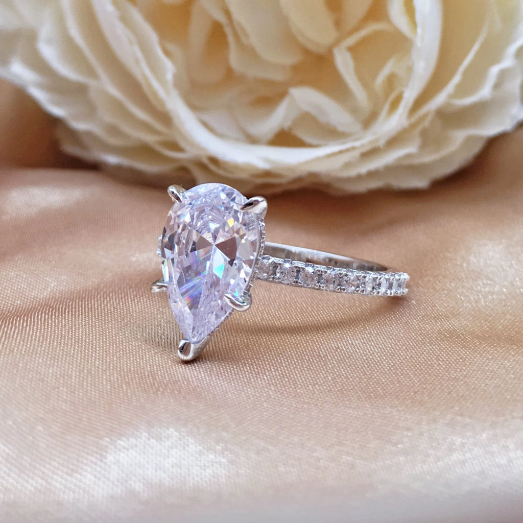 Pear Cut Moissanite Eternity Band Statement Ring