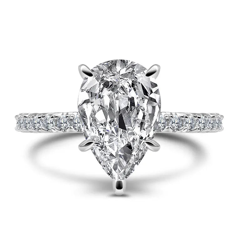 Pear Cut Moissanite Eternity Band Statement Ring