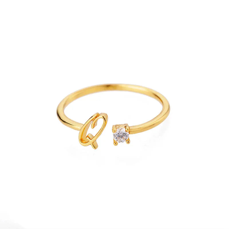 Tiny Initial Letter Rings For Women Stainless Steel A-Z