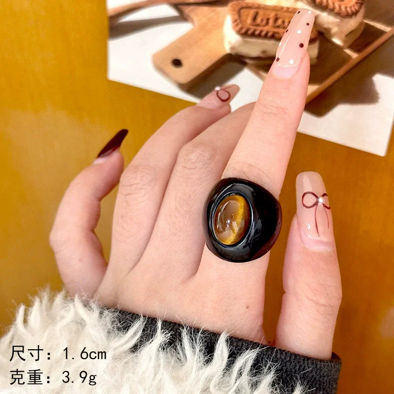 HANGZHI Irregular Wide Large Chunky Rings