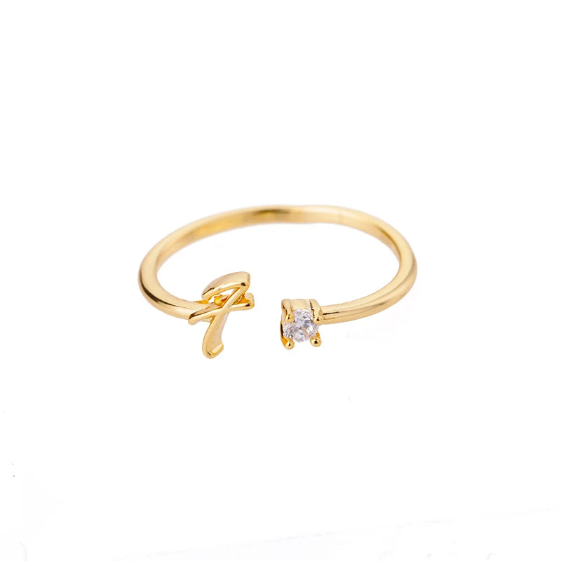 Tiny Initial Letter Rings For Women Stainless Steel A-Z