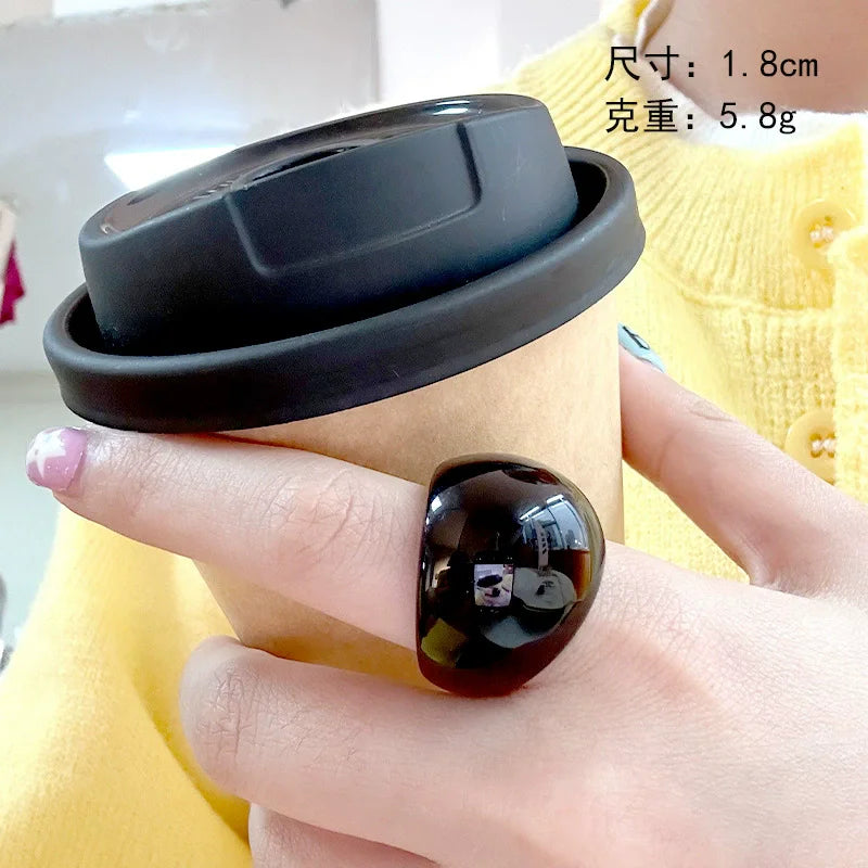 HANGZHI Irregular Wide Large Chunky Rings
