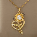 Rotatable Sunflower Zircon Necklace