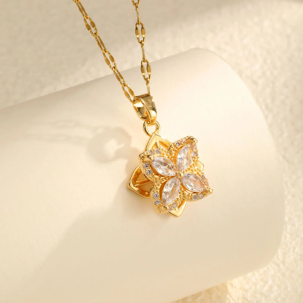 Sparkling Rotating Floral Pendant