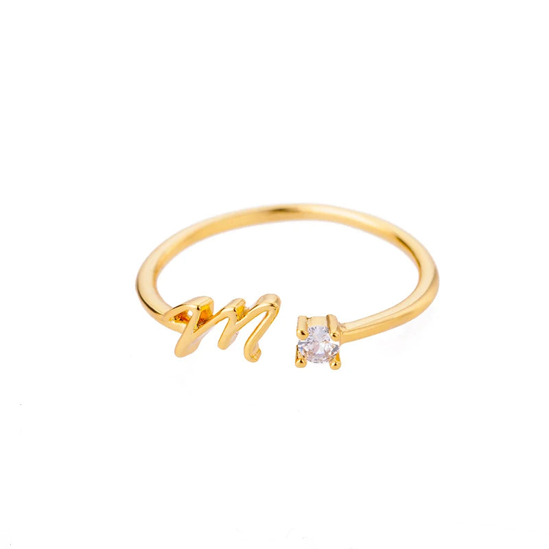 Tiny Initial Letter Rings For Women Stainless Steel A-Z