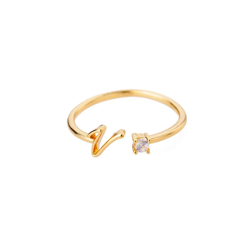 Tiny Initial Letter Rings For Women Stainless Steel A-Z