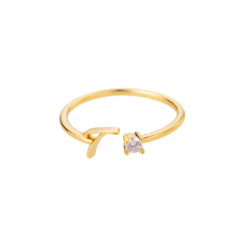 Tiny Initial Letter Rings For Women Stainless Steel A-Z