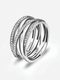 925 Sterling Silver Dazzling Interlocking Loops Zircon Ring