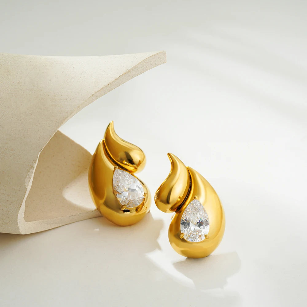 Bold Crystal Teardrop Studs