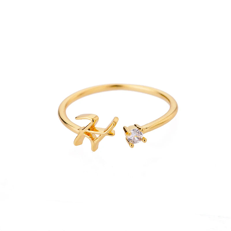 Tiny Initial Letter Rings For Women Stainless Steel A-Z