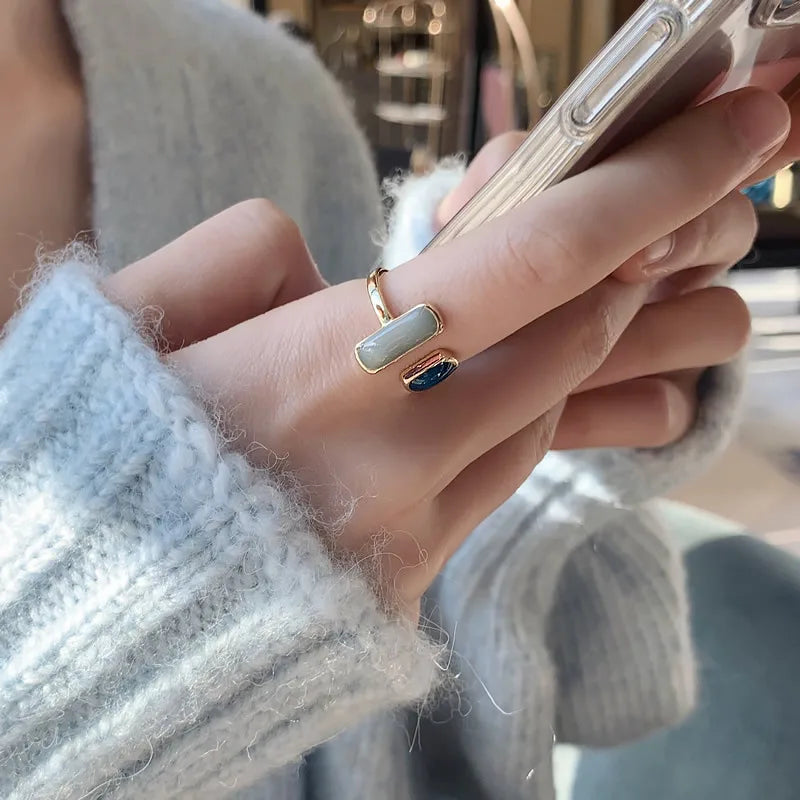 New Adjustable Colorful Drip Glaze Ring