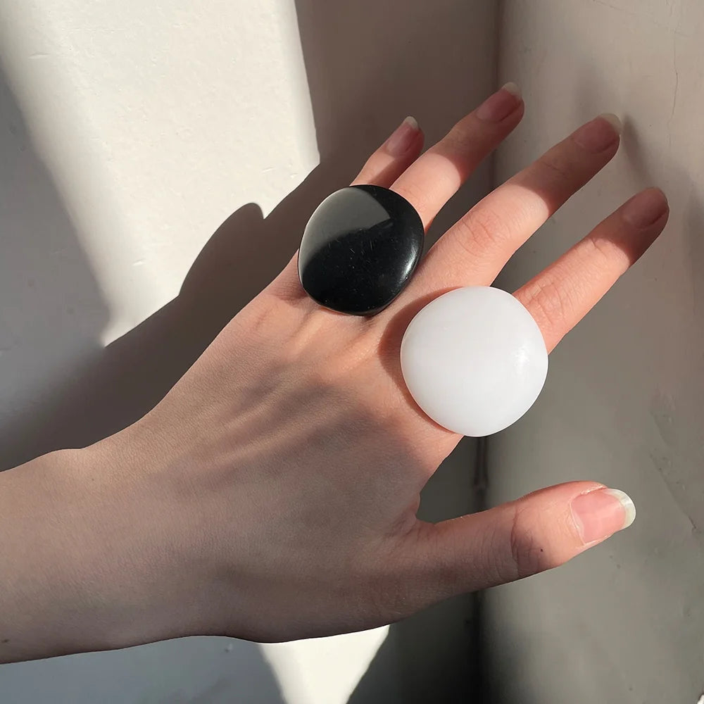 HANGZHI Irregular Wide Large Chunky Rings