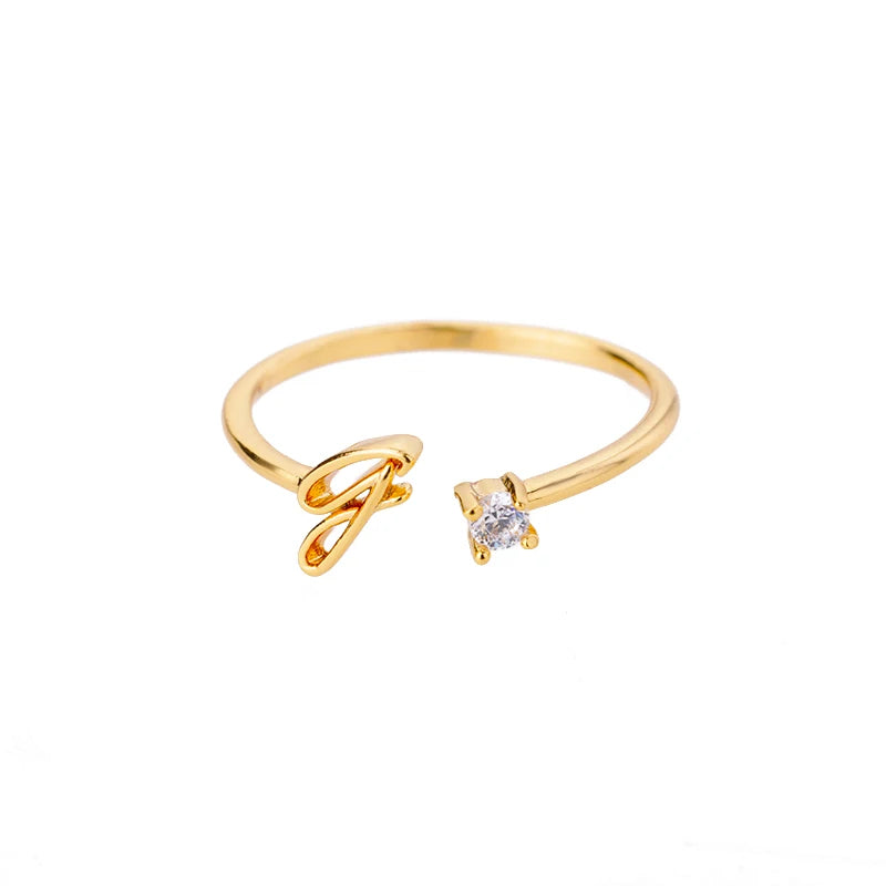 Tiny Initial Letter Rings For Women Stainless Steel A-Z
