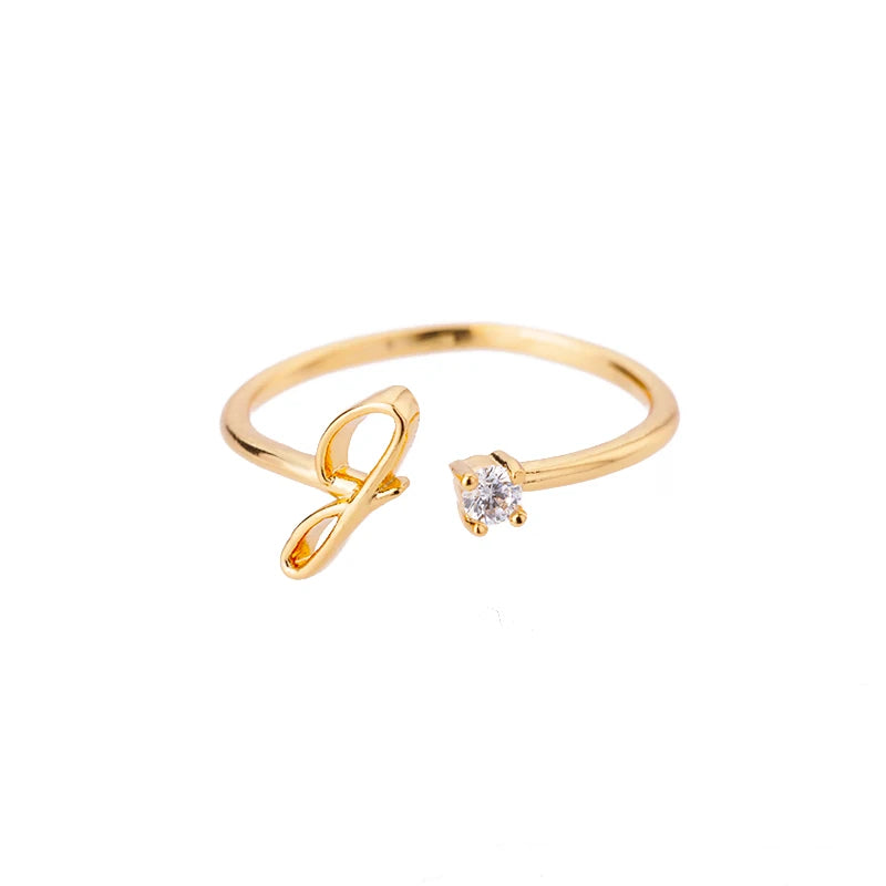 Tiny Initial Letter Rings For Women Stainless Steel A-Z