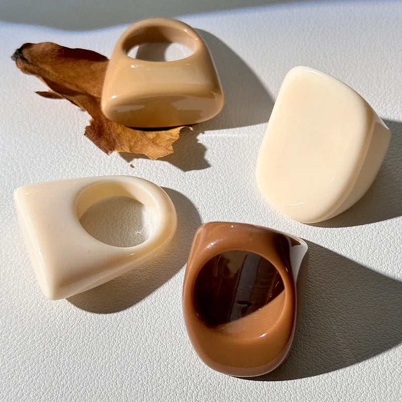 HANGZHI Irregular Wide Large Chunky Rings