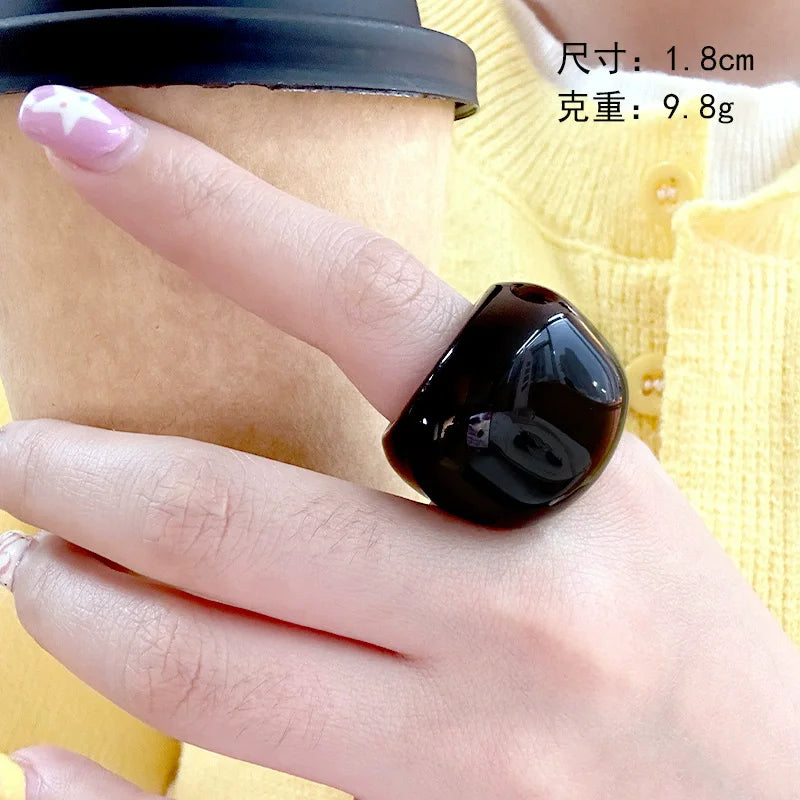 HANGZHI Irregular Wide Large Chunky Rings