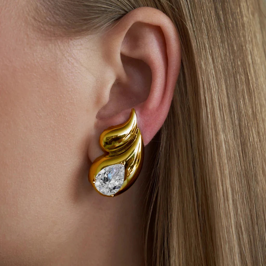 Bold Crystal Teardrop Studs