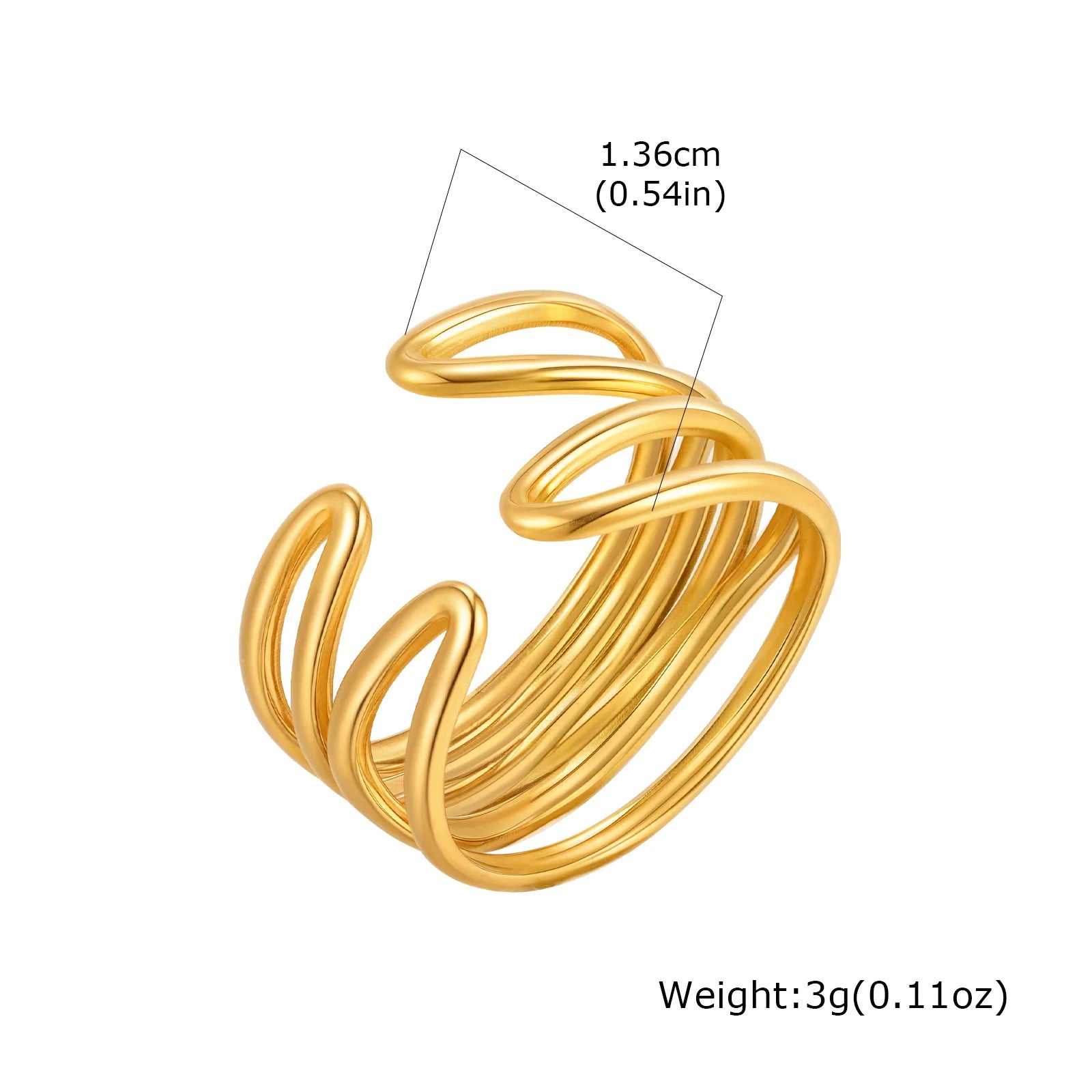 Ring 18k Gold Plated Stylish Open