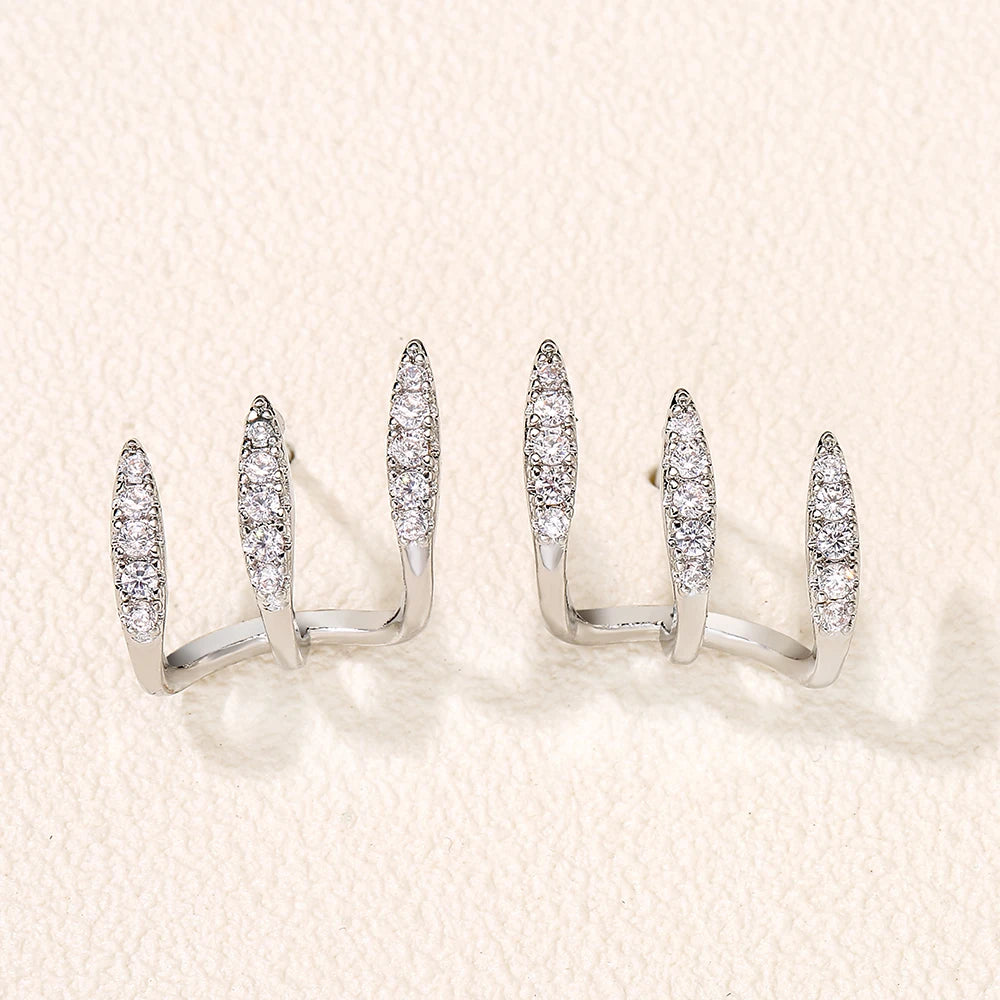Elegant Cubic Zirconia Three-Claw Earrings
