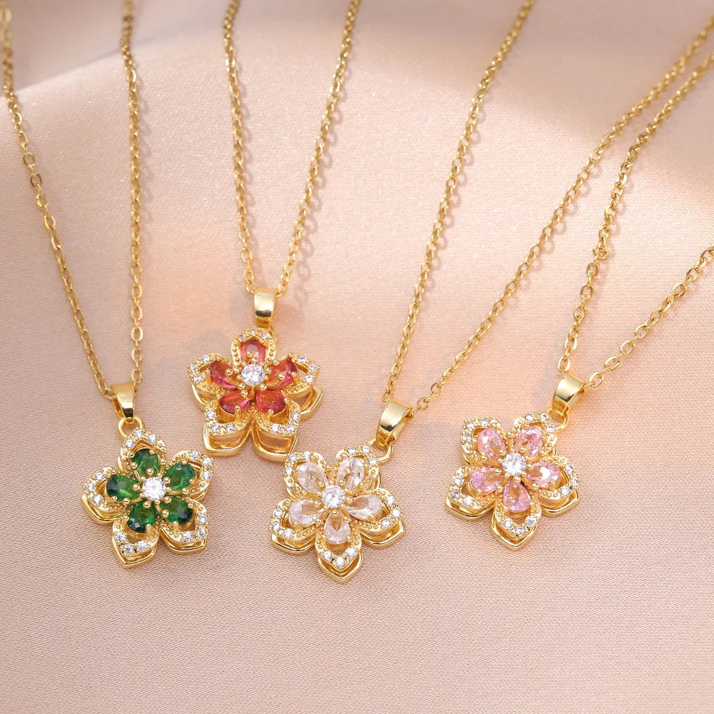 Romantic Rotating Floral Pendant