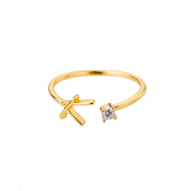 Tiny Initial Letter Rings For Women Stainless Steel A-Z