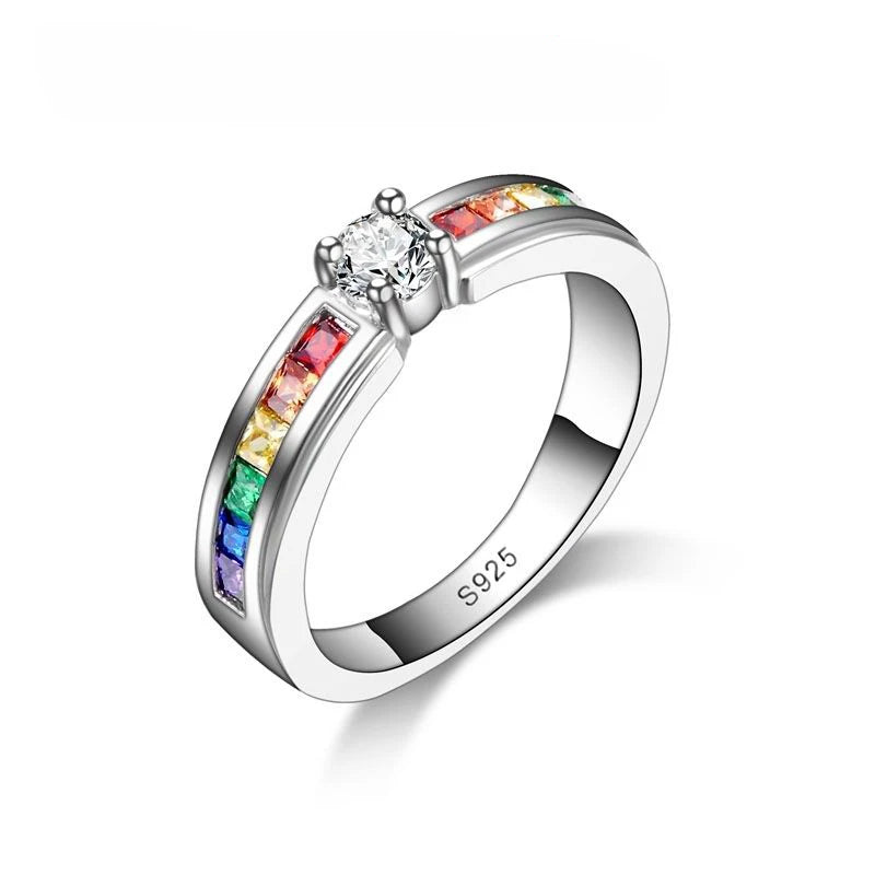 Rainbow Eternity Band in 925 Sterling Silver