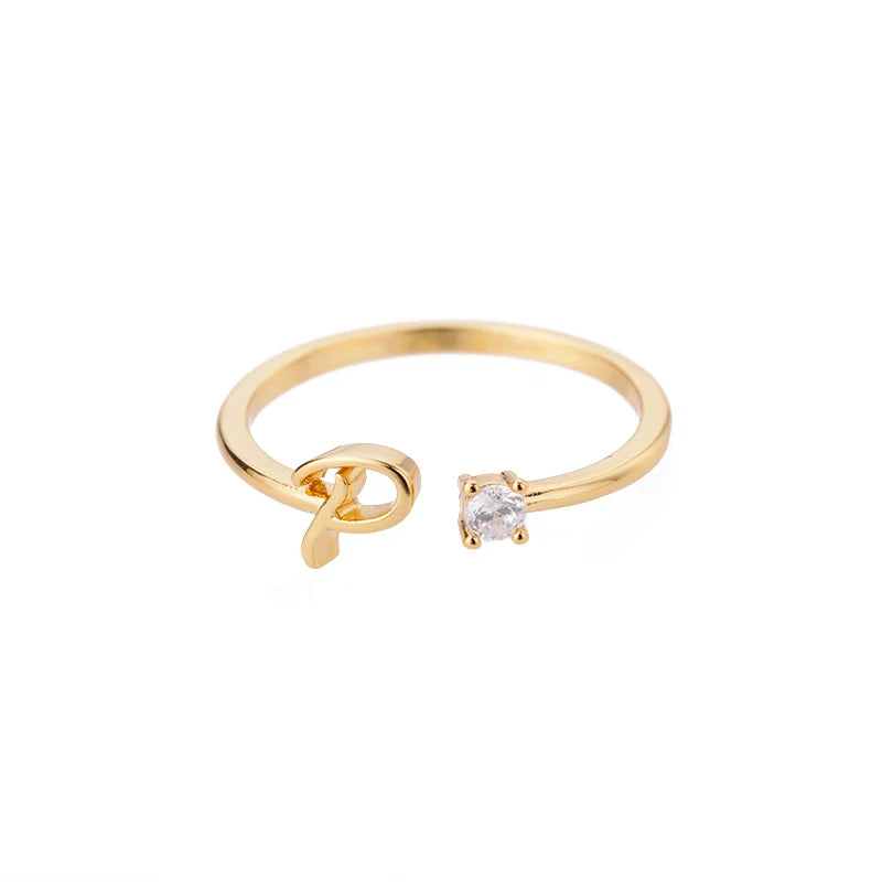 Tiny Initial Letter Rings For Women Stainless Steel A-Z