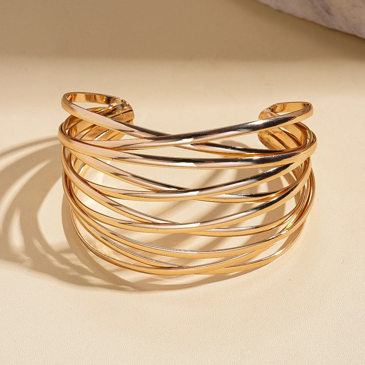 Multi-Layer Geometric Cuff Bracelet.