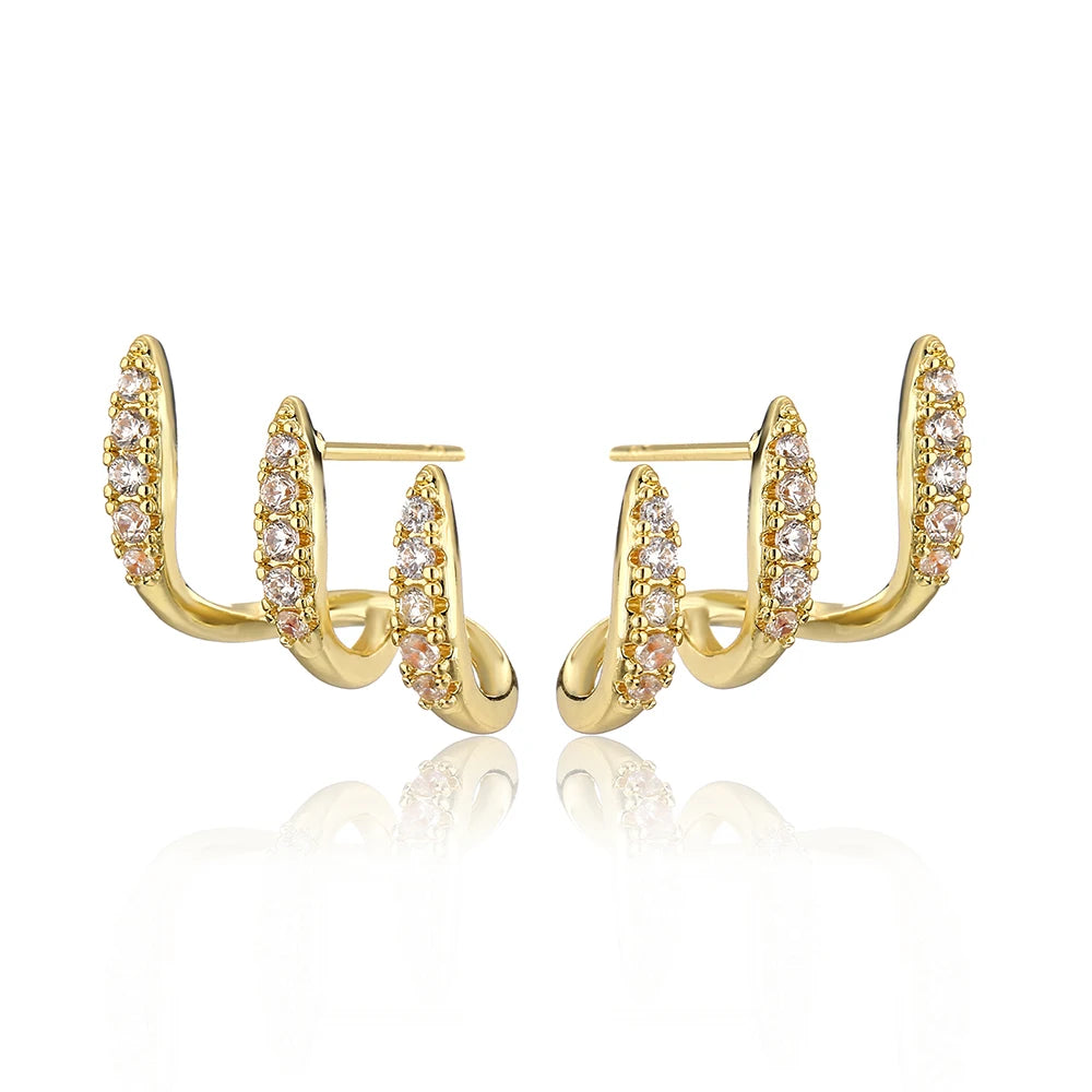 Elegant Cubic Zirconia Three-Claw Earrings
