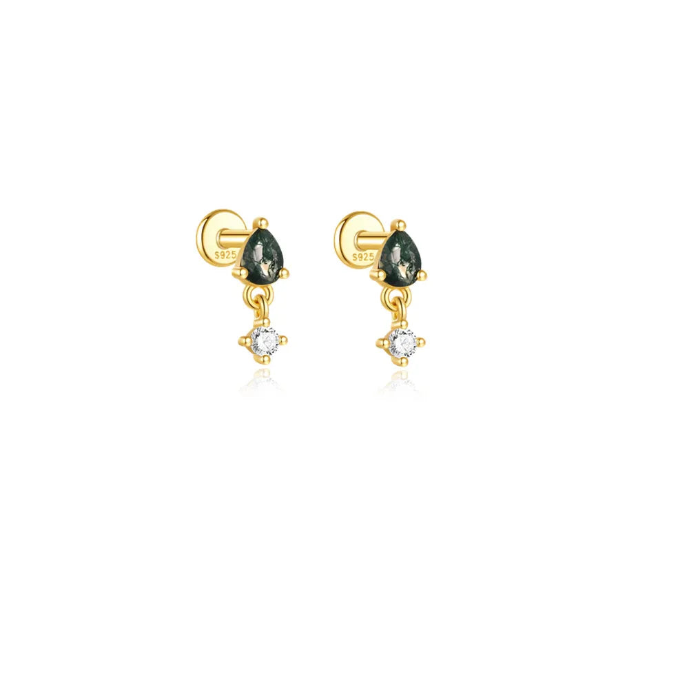 Emerald-Cut Drop Earrings in 14K Gold Over Sterling Silve