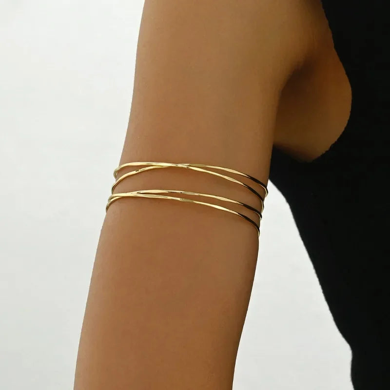 Geometric Multi-Layer Arm Cuff Bracelet