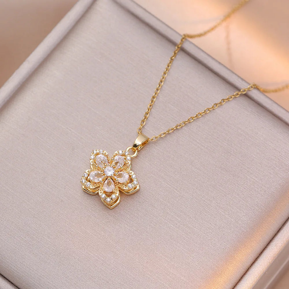 Romantic Rotating Floral Pendant