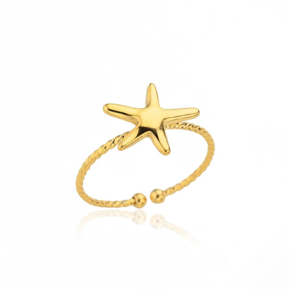 Stainless Steel Rings Open Gold Color