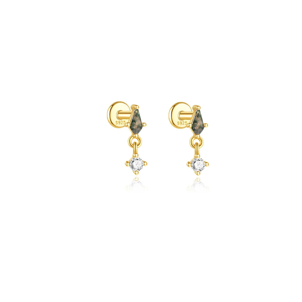 Emerald-Cut Drop Earrings in 14K Gold Over Sterling Silve