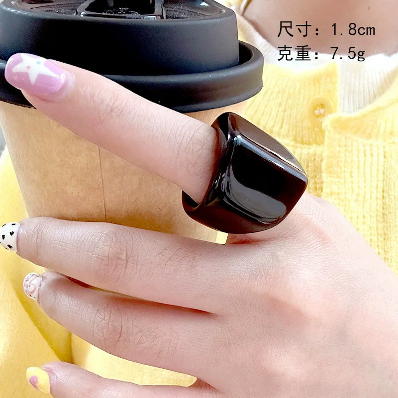 HANGZHI Irregular Wide Large Chunky Rings