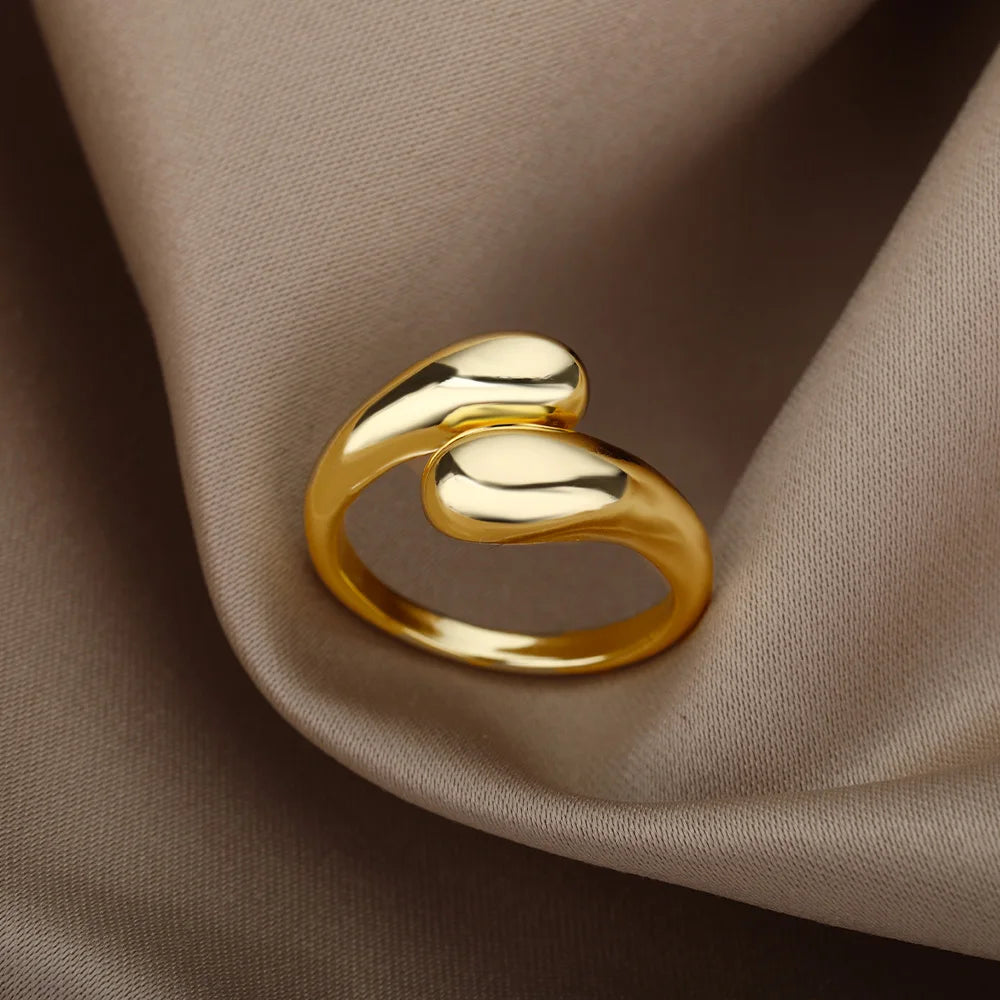 Stainless Steel Rings Open Gold Color