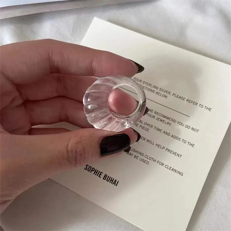 HANGZHI Irregular Wide Large Chunky Rings