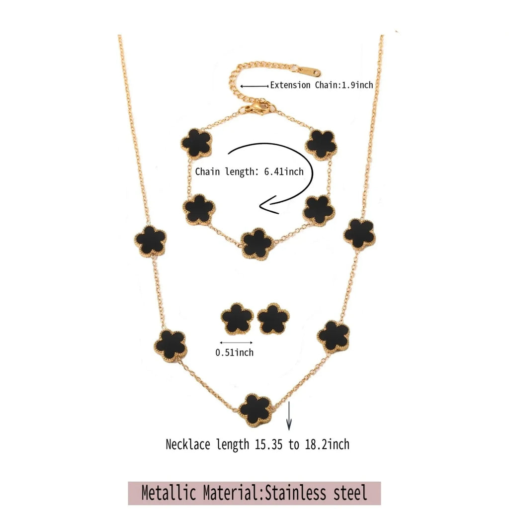 Malachite & Carnelian Style Clover Set