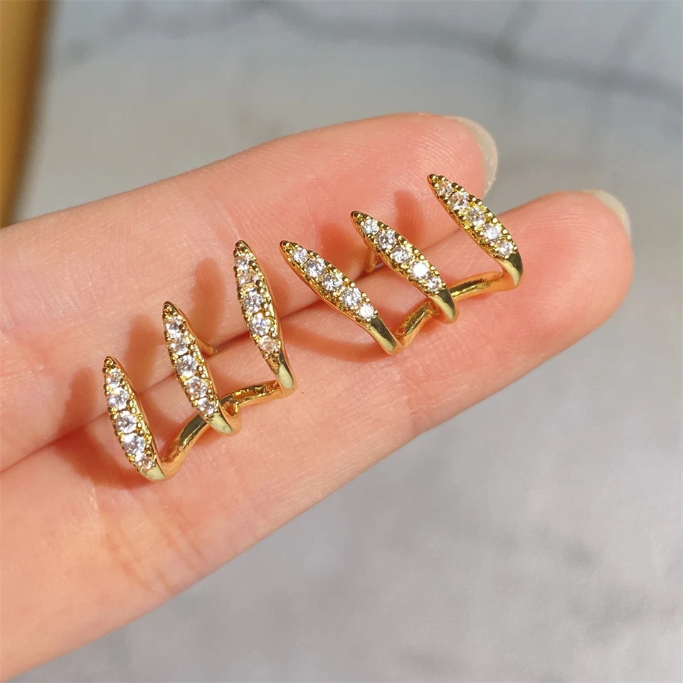 Elegant Cubic Zirconia Three-Claw Earrings
